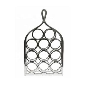 Estante para botellas de vino plateado de aluminio, soporte para 8 botellas de vino para bodas y eventos, estante y soporte decorativo para vino en el hogar - Product Image 6