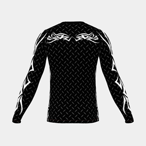 Chemise de sport à manches longues noire pour homme avec imprimé tribal blanc, en polyester à séchage rapide, pour l'entraînement et les activités de plein air - Product Image 2