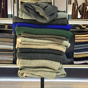 Pure Cashmere Women's Winter Herringbone <b>Knitted</b> <b>Scarves</b> Medium Length Soft Warm Light Weight Dressing Muffler Solid Color - Product Image 1