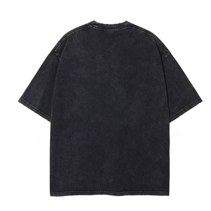 เสื้อยืดเดนิมโอเวอร์ไซส์ผู้ชาย คอกลม แขนสั้น สีพื้น ผ้าฝ้ายฟอก สวมใส่สบายๆ - Product Image 2