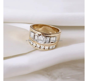 เพชร IGI Lab Grown ทรงวินเทจ ทอง 14k สีเหลือง ตัวเรือนแบบแฮนด์เมด สำหรับงานแต่งงาน/งานหมั้น  งานเลี้ยง  สำหรับทั้งชายและหญิง ทองคำขาวคุณภาพสูง สำหรับวันครบรอบ - Product Image 4