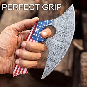 Couteau Ulu artisanal Edge Master Manufacture avec lame en acier Damas, manche en résine, étui en cuir - Qualité industrielle/DIY 7,4 pouces - Product Image 3