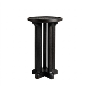 Elegant Design Contemporary Round Wood Side Table with Metal Brass Trim Border Modern Design for Living Room Home - Product Image 4