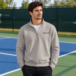 Sudadera con Cierre de Cremallera de un Cuarto para Hombre, con Detalle de Superficie Texturizada, para Ropa Casual Moderna, Suministro de Ropa al por Mayor - Product Image 3