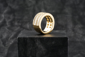 Unisex Luxury 18K Solid Gold Trendy Hip Hop Ring VVS Lab Grown Diamond Round IGI Certified Costume Gifts - Product Image 2