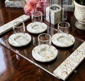 Juego de Posavasos para Incienso con Incrustaciones de Madreperla, Porta Incienso Redondo, No Tóxico, Ecológico, Diseño Clásico, Base Decorativa - Product Image 1