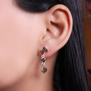 Hermosos y Elegantes Pendientes Colgantes de Cuarzo Ahumado Hechos a Mano, Pendientes de Plata de Ley 925 para Mujeres y Niñas, Ideales para Fiestas - Product Image 1
