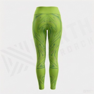 High Waist <b>Green</b> Printed Women's <b>Leggings</b> Full Length Sporty Stretch Knitted Polyester Spandex All Seasons - Product Image 2