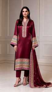 Salwar Kameez vert émeraude en polyester, coupe ample, longueur cheville, style traditionnel indien pakistanais, pour mariage, par Fashionista International - Product Image 5