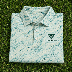 เสื้อโปโลผู้ชาย Trackstar สีเขียวมิ้นท์ลายหินอ่อน แขนสั้น ปกติดกระดุม เสื้อกอล์ฟลำลอง สกรีนโลโก้ได้ - Product Image 6