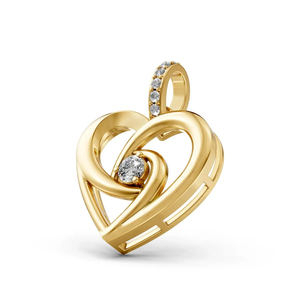 14K <b>Solid</b> <b>Gold</b> Rhodium Plated Twisted Heart <b>Pendant</b> 0.09 CT Lab Grown Diamond IGI Certified Minimalist Romantic Wedding Gift - Product Image 6