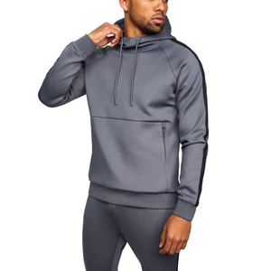<b>Men's</b> Hooded <b>Sweatshirt</b> <b>Grey</b> Raglan Sleeve Fleece Slim Fit Casual Pullover With Pocket Autumn Wear - Product Image 1