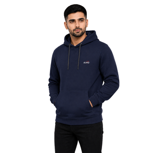 Sweat-shirt à capuche bleu marine pour homme, coupe classique, logo brodé, sweat-shirt en polaire décontracté, imperméable, polyester, hiver - Product Image 3