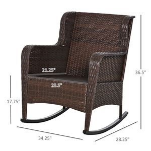 Sedia a dondolo da esterno in rattan PE rosso vino con morbidi cuscini in poliestere - Product Image 3