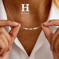 Collar de Oro de 18K con Diamantes Marquise y Redondos, Collar de Barra Alternante con Diamantes Cultivados en Laboratorio, Plata de Ley 925, Diseño Delicado en Forma de Arco
