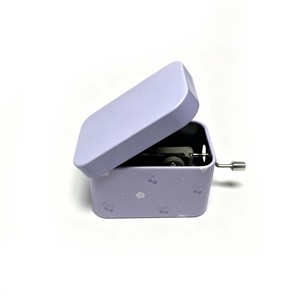 Purple Rectangle Tin <b>Box</b> Music Wind Up <b>Metal</b> Storage Case Sliding Lid Tinplate Container for Pills Mints Gifts - Product Image 3