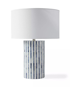 Lampe de table décorative Art Déco en os incrusté OEM ODM, 100 % faite à la main, motif rayé bleu et blanc, pour la maison/le bureau - Product Image 3