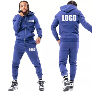 Wholesale Custom Logo Full Zip up <b>Pullover</b> Hoodies <b>Men</b> Cotton Fleece Two Pieces Sportswear Jogger Sweat suits <b>Men's</b> Tracksuit - Product Image 6