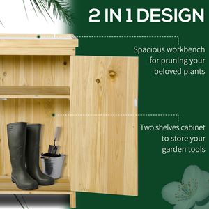 Galvanized Outdoor <b>Storage</b> <b>Cabinet</b> with Top 2 Shelves Garden <b>Tool</b> Shed Natural Look - Product Image 4