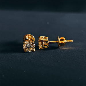 Pendientes de Diamantes Cultivados en Laboratorio de Oro de 14K, Modernos y Elegantes |   Joyería Fina Hecha a Mano para Mujer |   Regalo para Fiestas |   Venta al por Mayor Directa de Fábrica - Product Image 4
