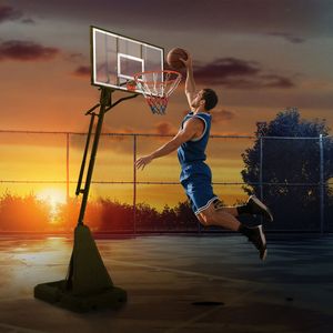 Canestro da Basket Portatile con Tabellone da 44 Pollici, Altezza Regolabile da 2,45 m a 3,05 m per Giovani, Adulti e Partite Professionali - Product Image 2