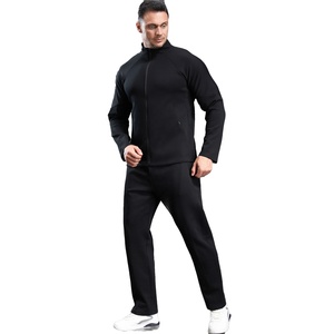 Chaqueta deportiva para hombre con cremallera completa y cuello alto, 50% poliéster, 43% algodón, 7% elastano, ajuste atlético, elástica, para correr. - Product Image 4
