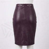 Jupe crayon en cuir PU taille haute pour femme, à lacets, couleur unie, longueur genou, style sexy