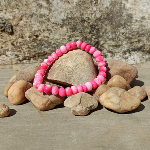 Natural Pink <b>Opal</b> Smooth Rondelle Beads Stretchable Adjustable Bracelet Healing Stone Beaded Jewelry Fashion Wholesale Bulk - Product Image 2
