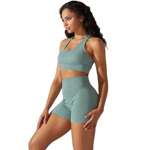 Workout High Rise Seamless Yoga Set Women Sport Bra <b>Crop</b> Top High Waist Shorts Yoga <b>Leggings</b> Sets Fitness Gym Workout Clothing - Product Image 1