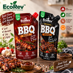 EcoRev Original BBQ <b>Sauce</b> 350ml Reusable PP Plastic Spout Pouch Made with Natural Ingredients No Artificial Colors or Flavors - Product Image 4