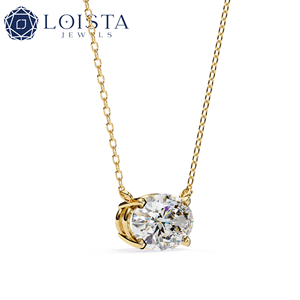 LOISTA Women's White Gold Round Brilliant Cut Diamond Pendant Necklace GIA Certified Classic Engagement Jewelry - Product Image 3