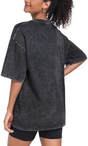 Camiseta de Manga Corta con Cuello Redondo Extra Grande para Mujer, 100% Algodón, Color Sólido, Corte Holgado, Largo Regular, Hombros Caídos, Primavera Verano - Product Image 3