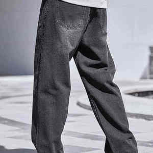 Pantalon en jean décontracté pour homme de haute qualité, coupe ample, style streetwear, en coton uni, pantalon droit d'hiver - Product Image 2