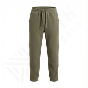 OEM personalizado grueso algodón polar inferior Jogging Wear francés Terry pantalones de chándal de peso pesado Zip Slit Hem Flare Pantalones de los hombres - Product Image 2