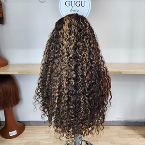 Cheap for Dark Brown Vietnamese Curly Lace <b>Front</b> <b>Wig</b> 100% Virgin Human Hair Transparent for Lace for Black Women - Product Image 4