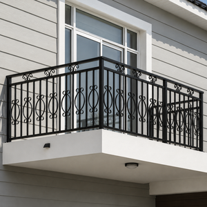 Barandilla Decorativa de Hierro Forjado Negro para Balcón, Barandilla Metálica con Diseño de Espiral para Terraza de Casa Moderna, Diseño de Seguridad Exterior - Product Image 2