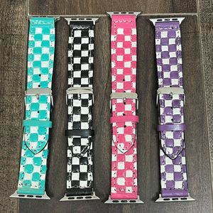 สายนาฬิกา Apple Watch หนังแท้แฟชั่น ดีไซน์ลายตารางหมากรุก ทำมือ งานฝีมือ สายเปลี่ยนสำหรับทุกเพศ - Product Image 4