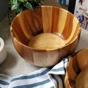 Bol de service en bois d'acacia au design personnalisé pour la maison bol à fruits et soupe de restaurant d'hôtel bol à salade et bols à vaisselle en bois - Product Image 3