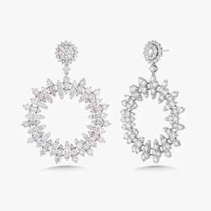 <b>Diamond</b> <b>Dangle</b> Wedding <b>Earrings</b> 14k 18k Solid Gold Round Cut Lab Grown Bridal Luxury Elegant Statement Fine Jewelry Manufacturer - Product Image 1