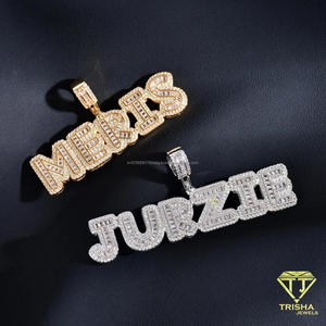 Pendentif personnalisé en diamant VVS cultivé en laboratoire, plaque nominative, collier avec breloque lettre sertie de diamants, bijoux hip-hop - Product Image 3