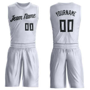Ensemble d'uniformes de basketball blancs sans manches, maillot de l'équipe à col en V, short, logo personnalisé (avant/arrière) imprimé par transfert thermique, 100 % polyester - Product Image 3