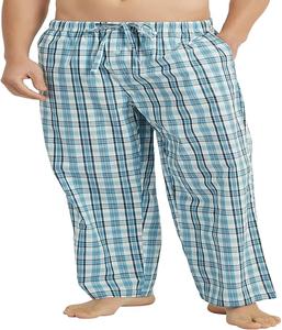 กางเกงขายาวทรงตรงพิมพ์ลายตารางผ้าบางเบาใส่สบายเอวยางยืดคุณภาพสูงสำหรับผู้ชาย - Product Image 4