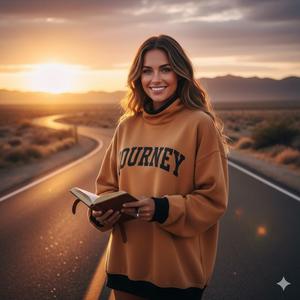 Womens Brown Oversized Mock Neck Sweatshirt Graphic Pullover Long Sleeve Casual Fleece Sweater - Product Image 1