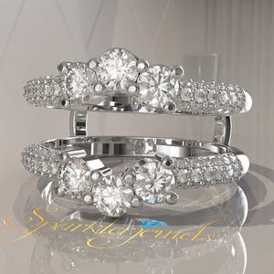 Anillo Personalizable, Anillo Envolvente Aggie, Anillo Envolvente con Diamantes, Anillo a Juego con Moissanita, Anillo de Eternidad, Banda de Eternidad con Diamantes - Product Image 3