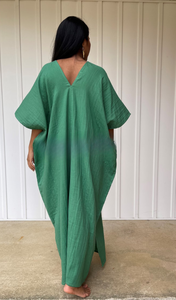 Boho <b>Kaftan</b> Dress Double Gauze Cotton <b>Maxi</b> Dress Loose Fit Lightweight Summer Dress Side Slit Lounge Dress - Product Image 3