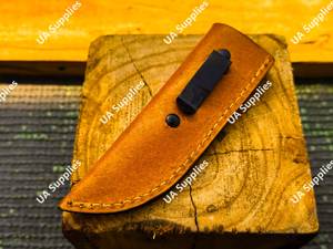 Funda de Cuero Hecha a Mano para Cuchillo, Funda de Alta Calidad para Cuchillo de Hoja Fija, para Campamento, Caza, Ligera, con Clip Vertical, OEM, ODM - Product Image 4