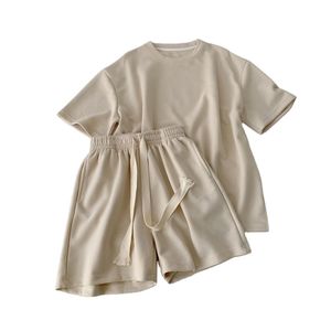 Ensemble t-shirt col rond et short pour femme, jersey de coton, streetwear d'été, tenue décontractée deux pièces, logo personnalisé OEM - Product Image 3