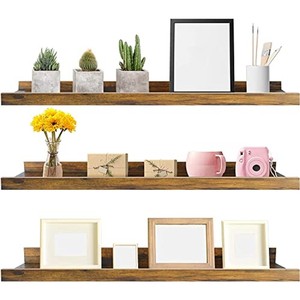 Sheesham <b>Wood</b> Floating Shelf Curved Edge Walnut-Wholesale Traditional Design Living Room Storage Function - Product Image 2