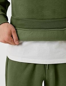 Ensemble de survêtement unisexe 2 pièces en molleton 100 % coton léger et respirant, coupe ample, taille élastique, avec sweat à capuche et pantalon de jogging, couleur unie - Product Image 3