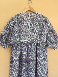 Women's <b>Loose</b> Fit Floral Print Cotton Midi <b>Dress</b> Tie-Neck Short Sleeve Casual Summer <b>Dress</b> Breathable Short <b>Dress</b> - Product Image 3